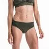OLAIAN Bikini-Hose Damen Mesh-Einsätze Kordelzug Savana Pailletten Schwarz/kaki