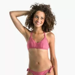 OLAIAN Bikini-Oberteil Damen Bustier Freier Rücken Herausnehmbare Formschalen Caro Rosa