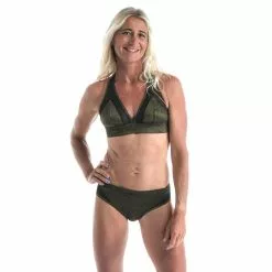 OLAIAN Bikini-Oberteil Damen Bustier Isa Pailletten Schwarz/kaki