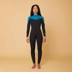 OLAIAN Neoprenanzug Rückenreissverschluss Damen 500 4/3 Schwarz/grün