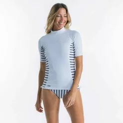 OLAIAN UV-Shirt Surf-Top UV-Schutz 500 Kurzarm Marine Damen Weiss/grau