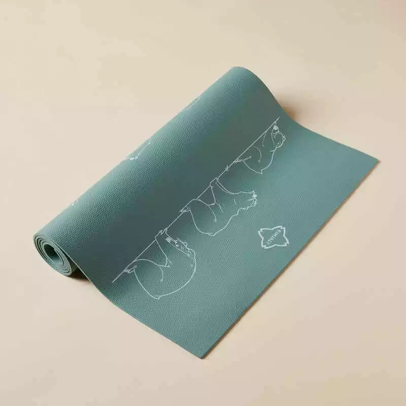 KIMJALY Yogamatte Kinder 150 cm × 60 cm × 5 mm - Khaki Mit Bärenprint 3 KIMJALY Yogamatte Kinder 150 cm × 60 cm × 5 mm - Khaki Mit Bärenprint