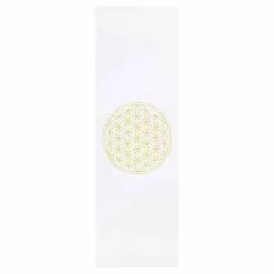 BODHI Yogamatte LEELA Collection WEISS, Mit Blume Des Lebens Goldfarben, PVC
