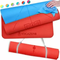 TOPFLEX YOGAZEN Yogamatte TPE Dick Breit Rutschfest Blauw Frankrijk & Magenta Fushia